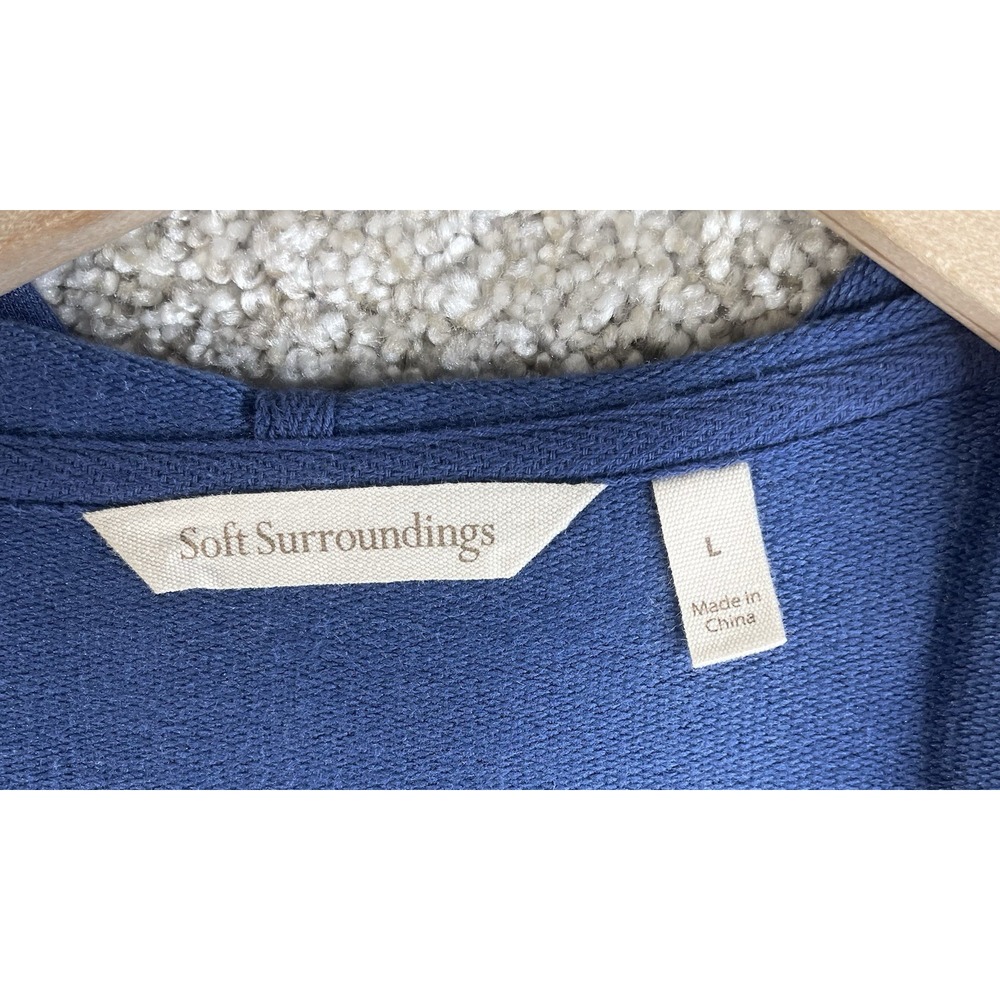 Soft Surroundings Blue Hooded Open-Front Women's Sweater Cardigan - Picture 4 of 7